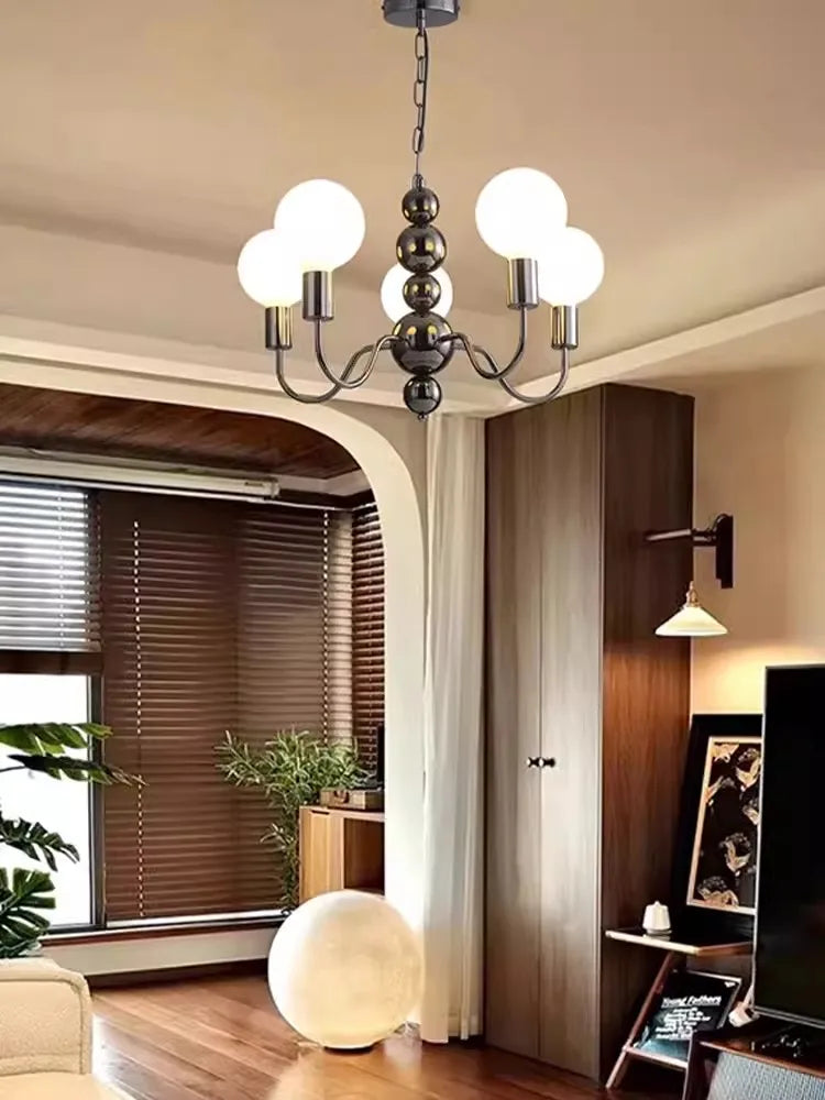 Pearl Black Chandelier: Minimalist High-End Bauhaus Design for Living Room Bedroom Study