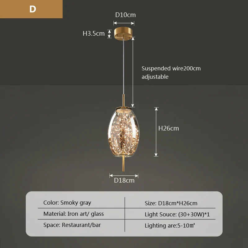 Modern Net Red Glass Bedside Chandelier with Luxury LED Lights