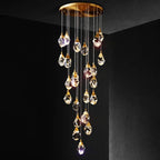 Diamond Crystal Chandelier: Luxury Gold LED Lighting for Staircase & Living Room
