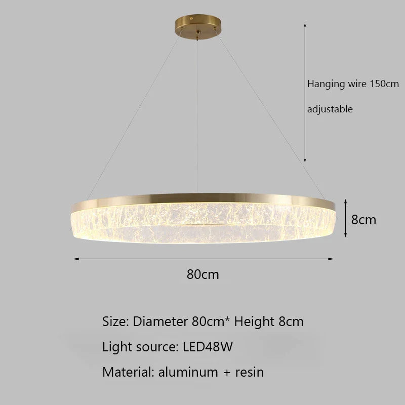 Luxury Nordic Chandelier Ring Ceiling Lamp for Modern Villa Living Room