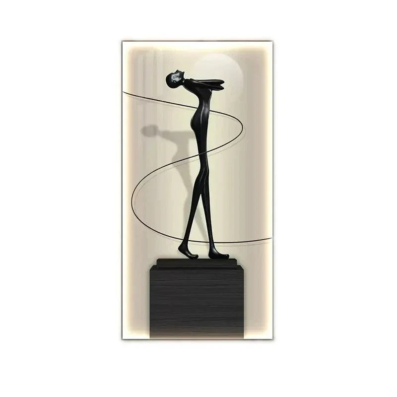 Abstract Figure Luminous Canvas Painting Wall Lamps by Afralia™