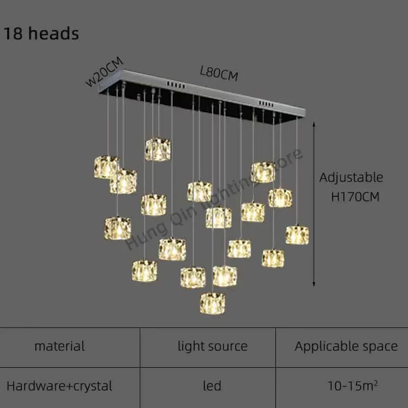 Crystal Chandelier Pendant Light for Modern Indoor Dining and Kitchen Lighting
