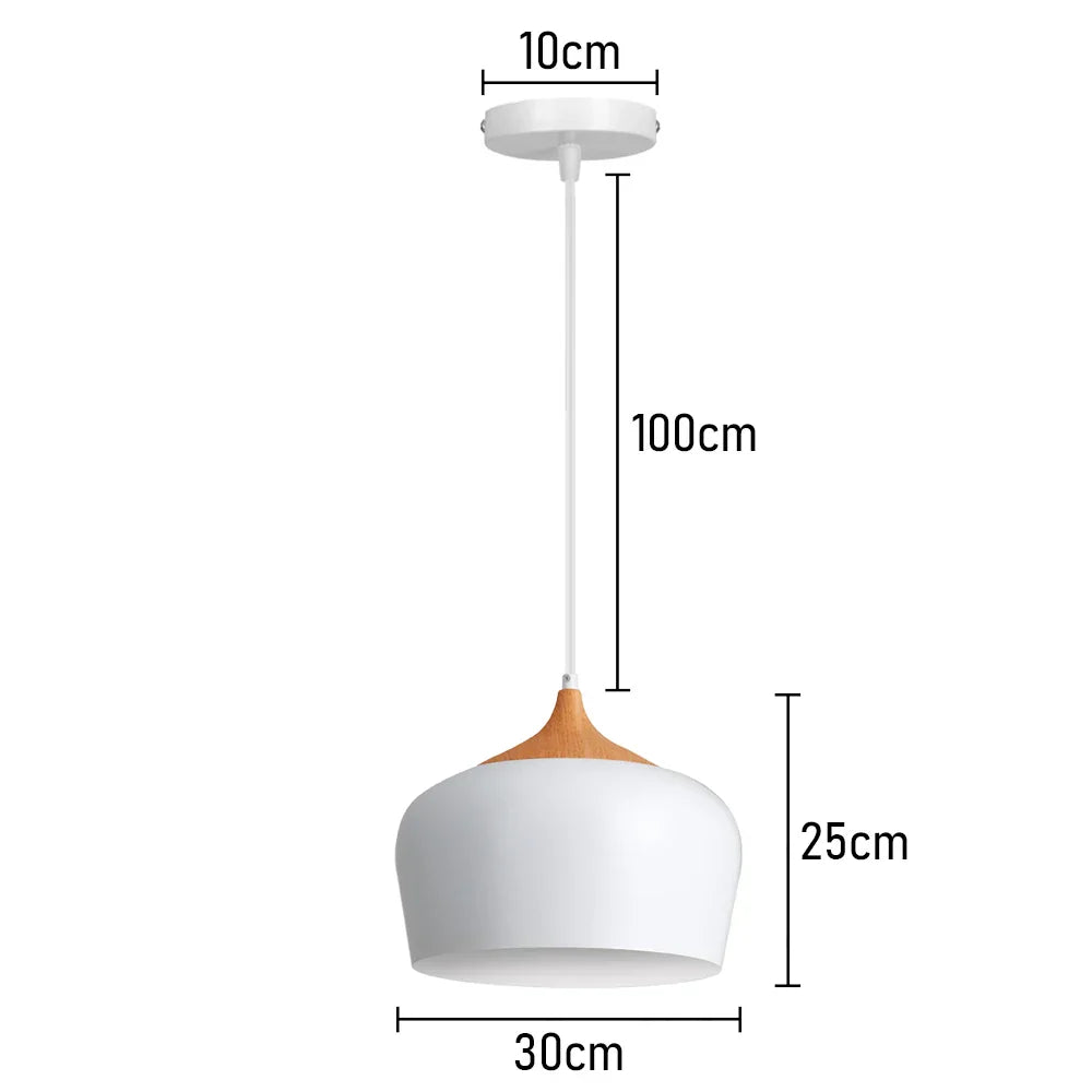 Nordic Wood Pendant Lights with Aluminum Shade for Home Restaurant Bar Hotel Café