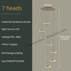 Nordic Black Gold Chandeliers LED Hanging Lamps Acrylic Suspension Loft Pendant Lights