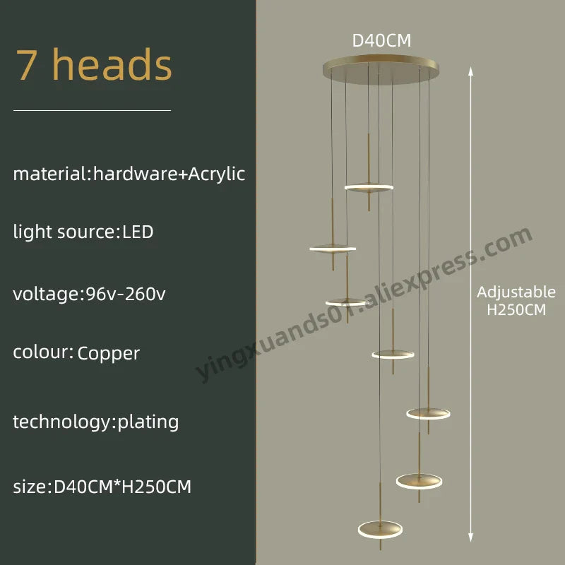 Nordic Black Gold Chandeliers LED Hanging Lamps Acrylic Suspension Loft Pendant Lights