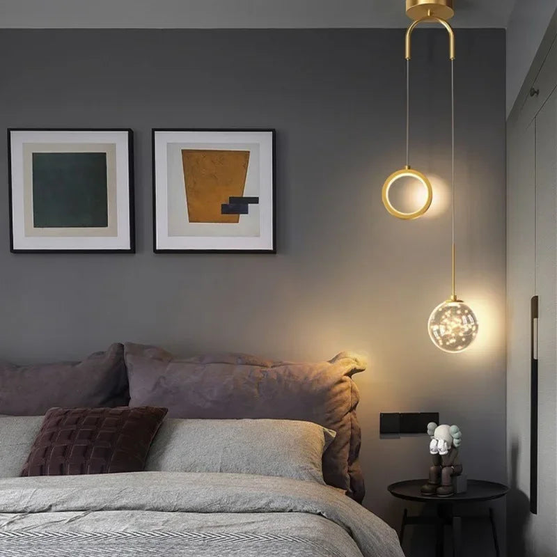 Gold Ring LED Pendant Light for Ceiling Suspension in Luxury Design