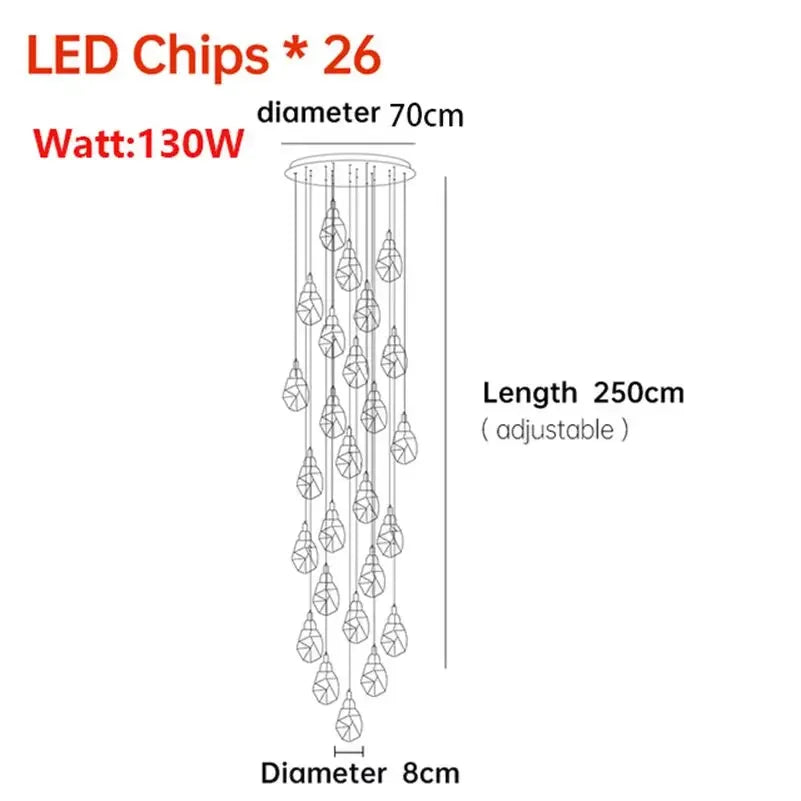 Nordic Crystal Cube Chandelier: LED Light for Home, Staircase, Living Room