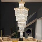 Crystal Luxe Living Room Chandelier - Modern & Elegant Hall Staircase Lighting