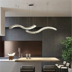 Modern Crystal Chandelier: Stainless Steel Long Strip Hanging Lamp for Kitchen and Dining