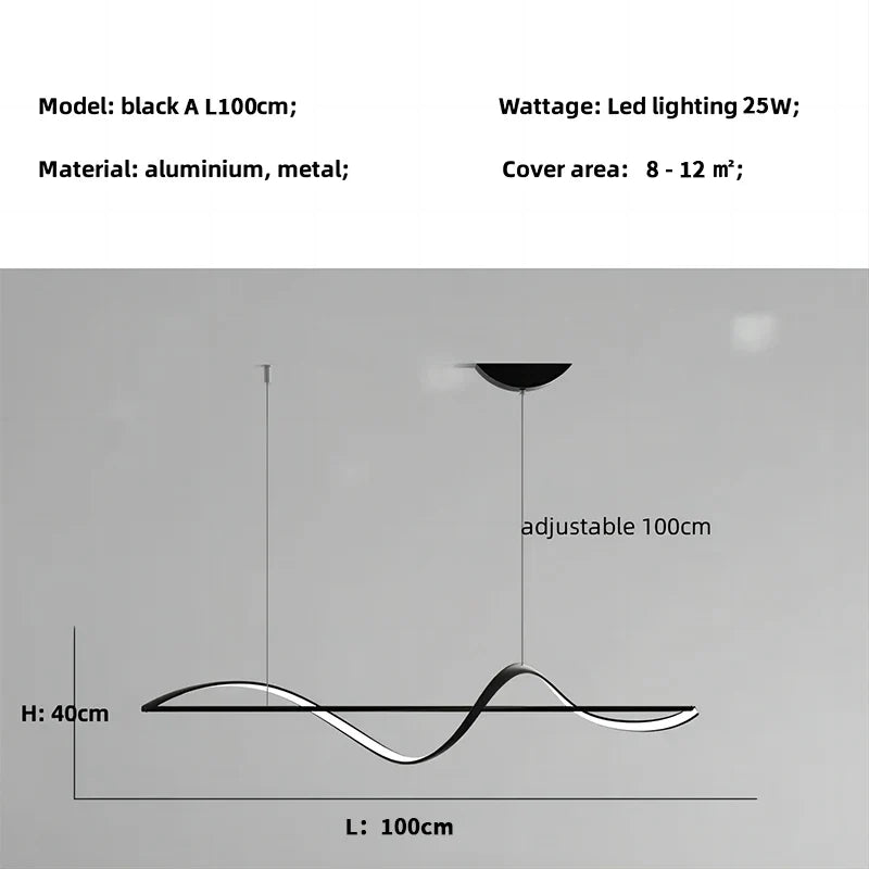 Minimalist Curve LED Pendant Light for Dining Room, Bar, Kitchen - Home Decor Fixtures