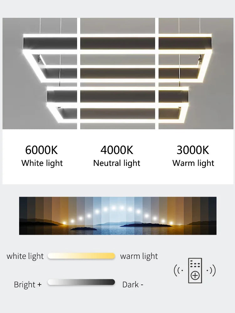 Modern Square LED Chandelier - New 2022 Minimalist Luxury Lighting