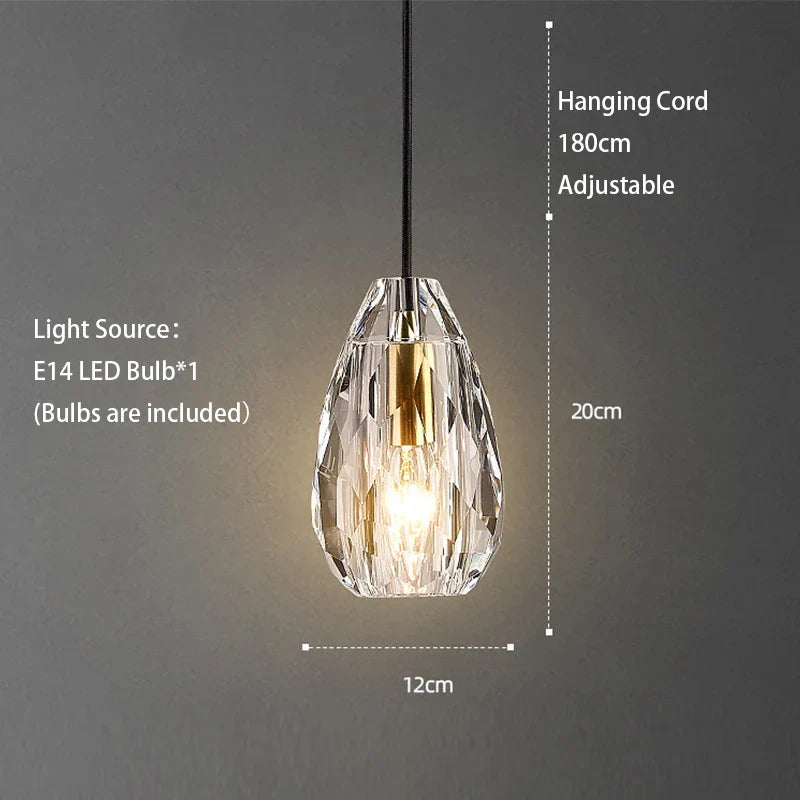 Crystal LED Ceiling Chandelier | Modern Bedroom Pendant Lamp