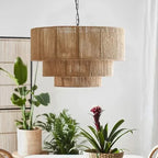 Rattan Pendant Light Handmade Hemp Rope, Japanese Design for Dining Room and Cafe