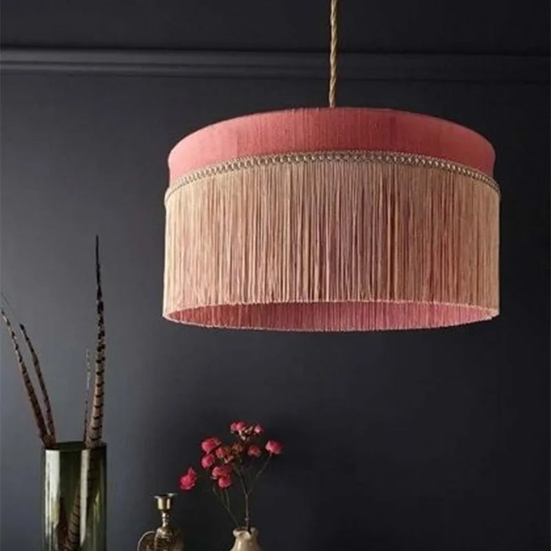 BeauVamp Tassel Pendant Light: French Vintage Boho Lampshade for Living Room, Bedroom, Dining Room