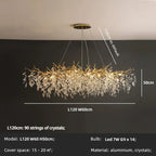 Crystal Branch Chandelier LED Pendant Lamps Elegant Villa Living Room Gold Decor