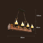 Retro Wood E27 LED Ceiling Chandelier - Industrial Vintage Pendant Lights