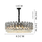 Crystal LED Chandeliers Black Round Pendant Light for Living Room Dining Indoor Kitchen Bedroom