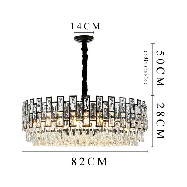 Black Crystal LED Chandelier for Living Room, Dining Room, Kitchen, Bedroom