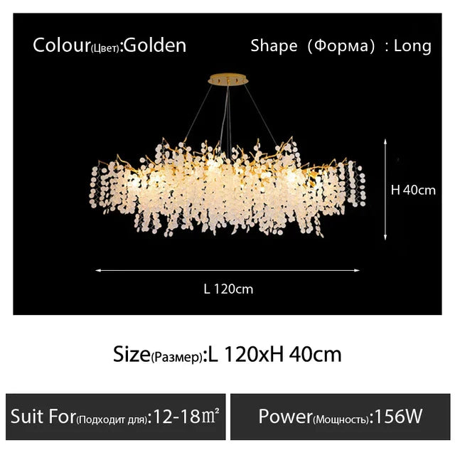 Round Crystal Pendant Chandelier for High-End Luxury Home LED Lighting