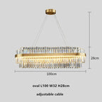 Gold Metal Crystal Pendant Light - Dimmable LED Hanging Lamp