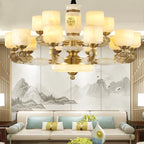 Zen Jade Chandelier: Modern Chinese Style Living Room Lamp for Villa, Restaurant, and Building