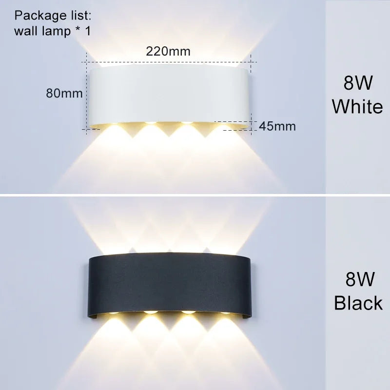 Nordic LED Aluminum Outdoor Wall Lamp Up Down Modern Lighting for Home & Bathroom