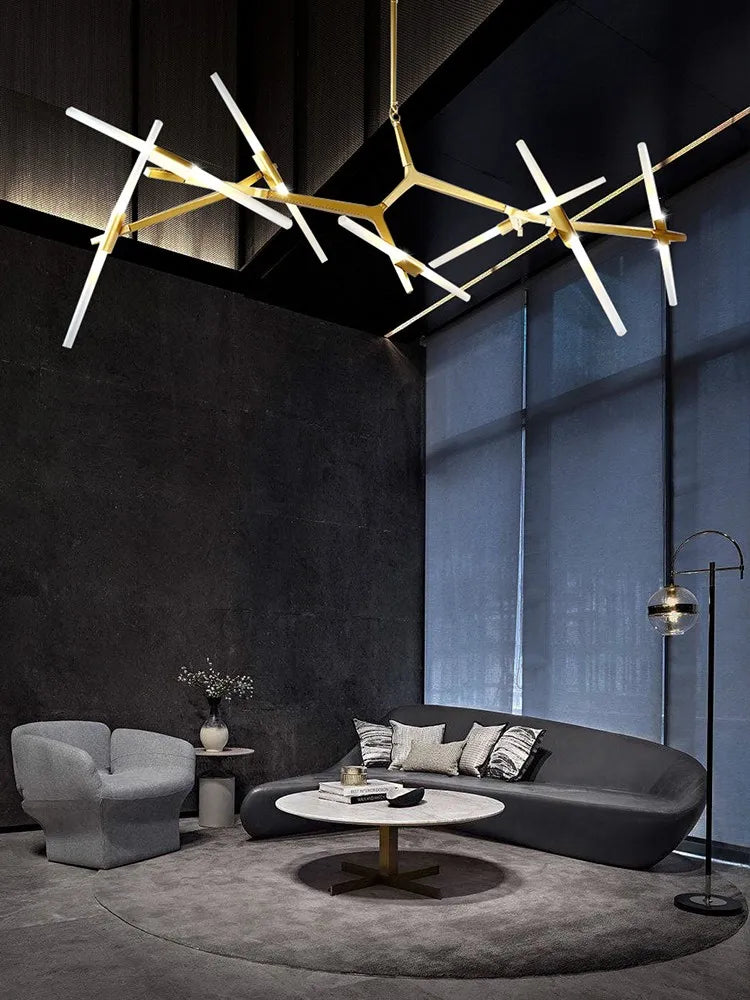 Gold Branch LED Chandelier for Duplex Villa Staircase - Modern Indoor Lighting