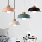 Nordic Wood Aluminum Pendant Lights Modern Hanging Lamps E27 LED Chandelier