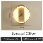 Nordic Wall Lamp Clock Modern Silent Bedroom Decor Lighting