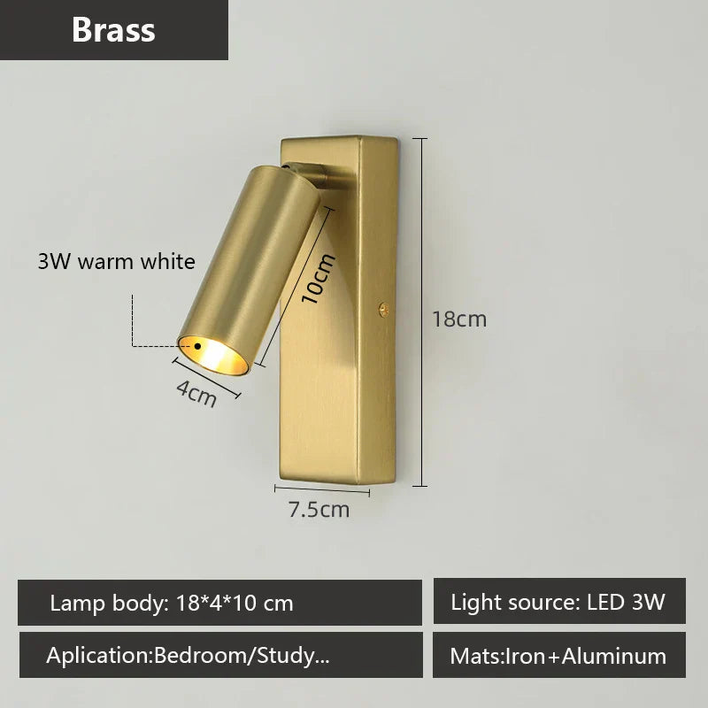 Rotatable 3W LED Wall Sconce Lamp for Bedroom, Hotel - Modern, Black, White