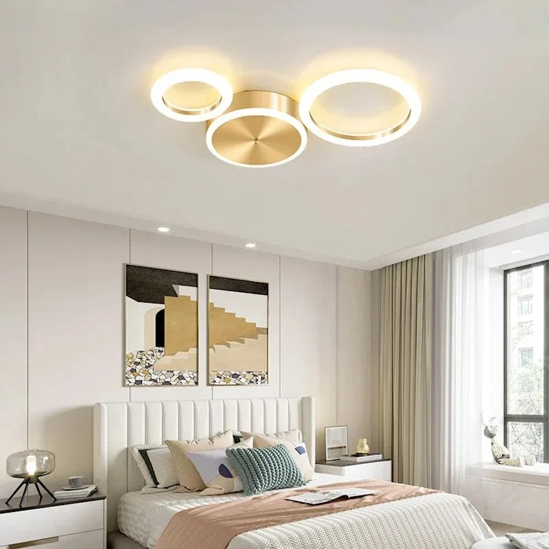 Luxury Gold Ring LED Circle Ceiling Chandelier for Living Room, Bedroom, Dining Room