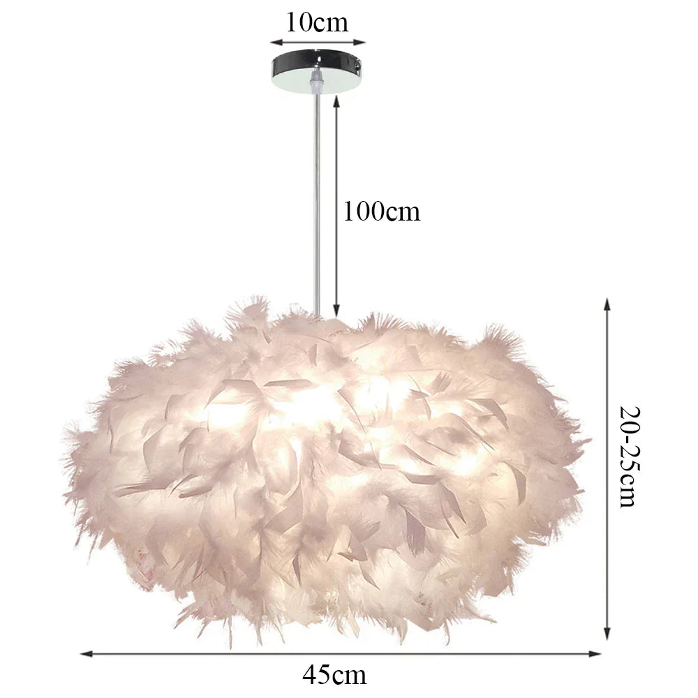 Feather Pendant LED Chandelier - Modern Bedroom Study Room Decoration