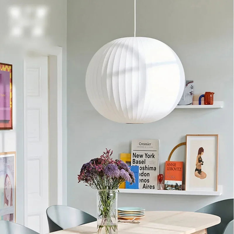 Silk Pendant Lamp: Designer LED Lighting for Living Room, Hotel, and Restaurant