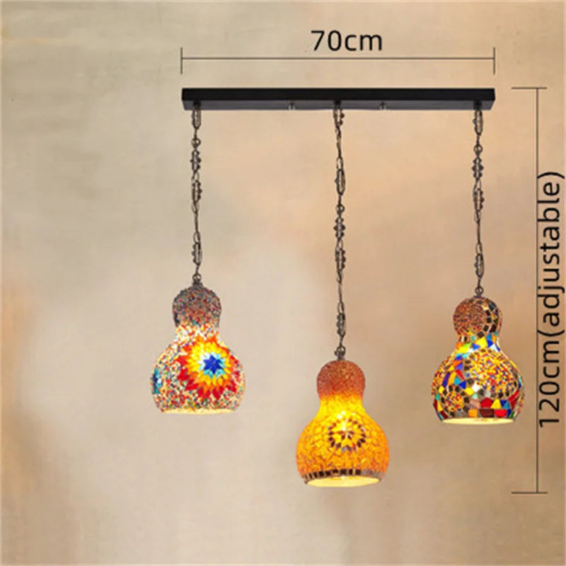 Turkish Mosaic Chandelier: Colorful Stained Glass Pendant Lamp