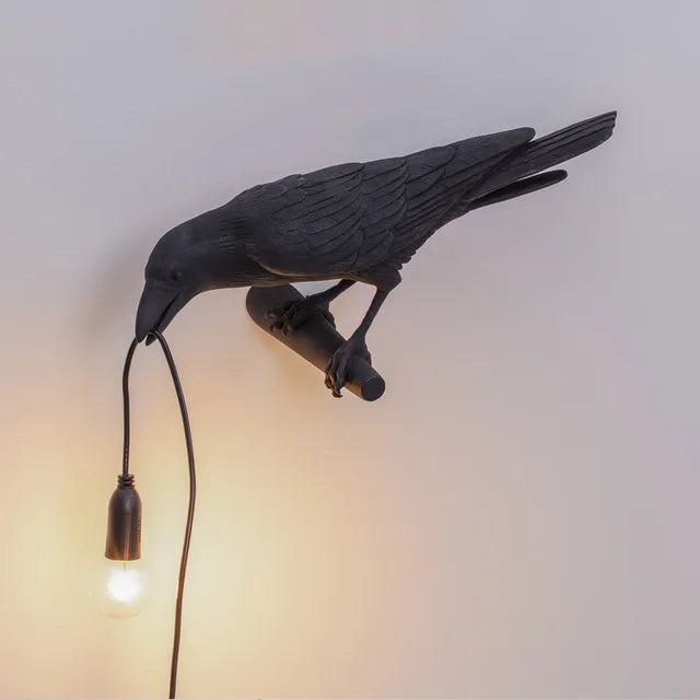 Designer Bird Wall Lamp Modern Resin White Black LED Light Bedroom Living Room