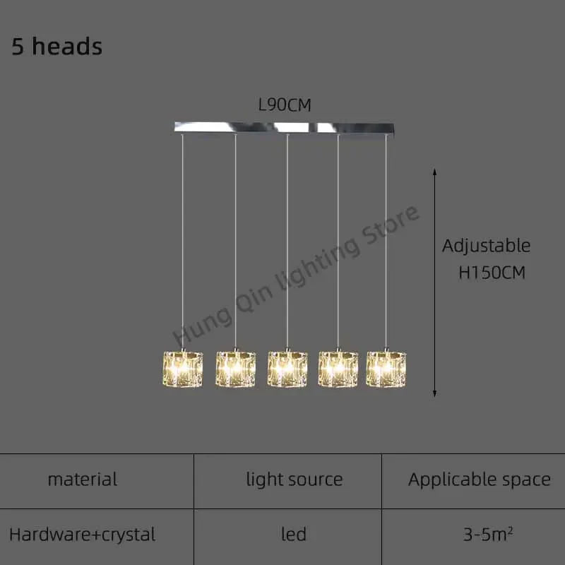 Crystal Chandelier Pendant Light for Modern Indoor Dining and Kitchen Lighting