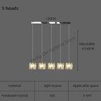 Crystal Chandelier Pendant Light for Modern Indoor Dining and Kitchen Lighting