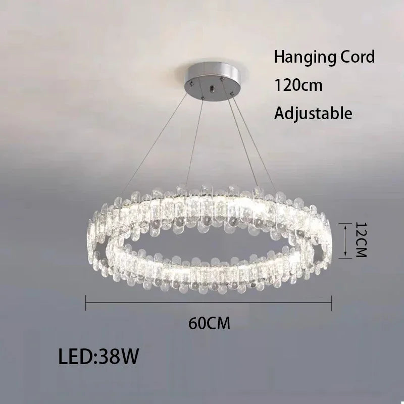 Crystal LED Ceiling Chandelier: Modern Dimmable Lighting Fixture for Stylish Home Decor
