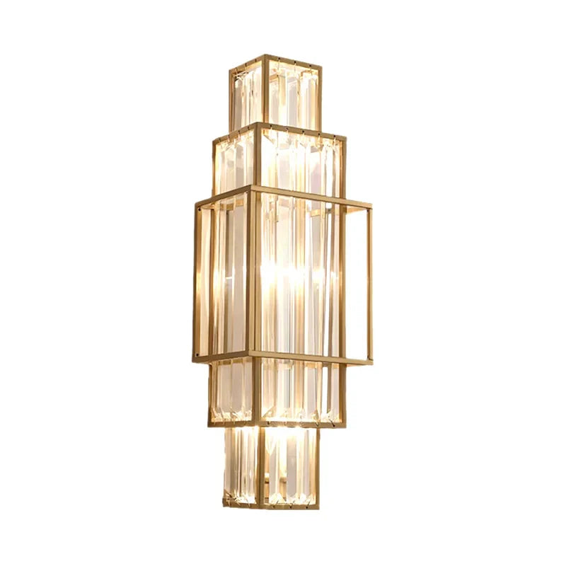 Modern Glass Crystal Wall Lamp Geometric Indoor LED Lighting