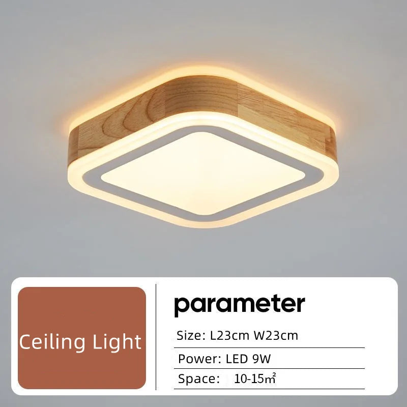 Round Wood LED Ceiling Lights for Modern Home Decor