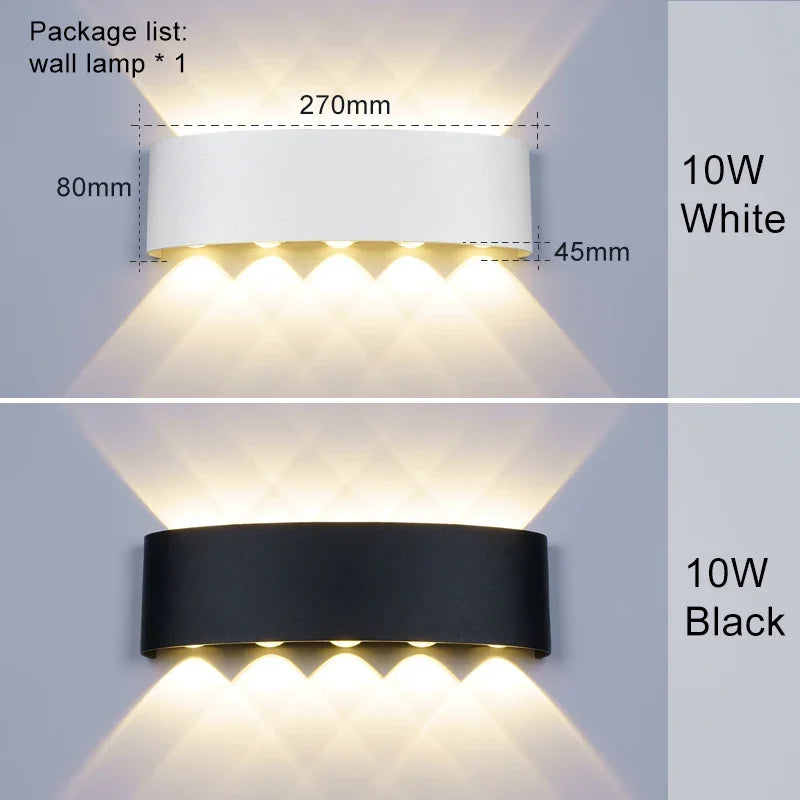 Nordic LED Aluminum Outdoor Wall Lamp Up Down Modern Lighting for Home & Bathroom