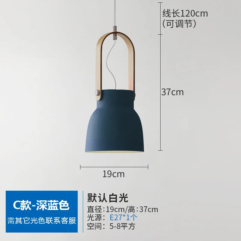 Nordic Wooden Pendant Light E27 Hanging Lamp for Interior Bedroom Kitchen Dining