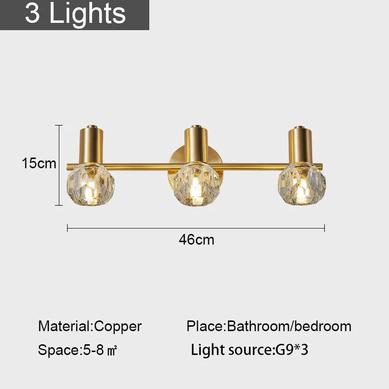 Gold Crystal Wall Lamp for Home Decoration and Lighting