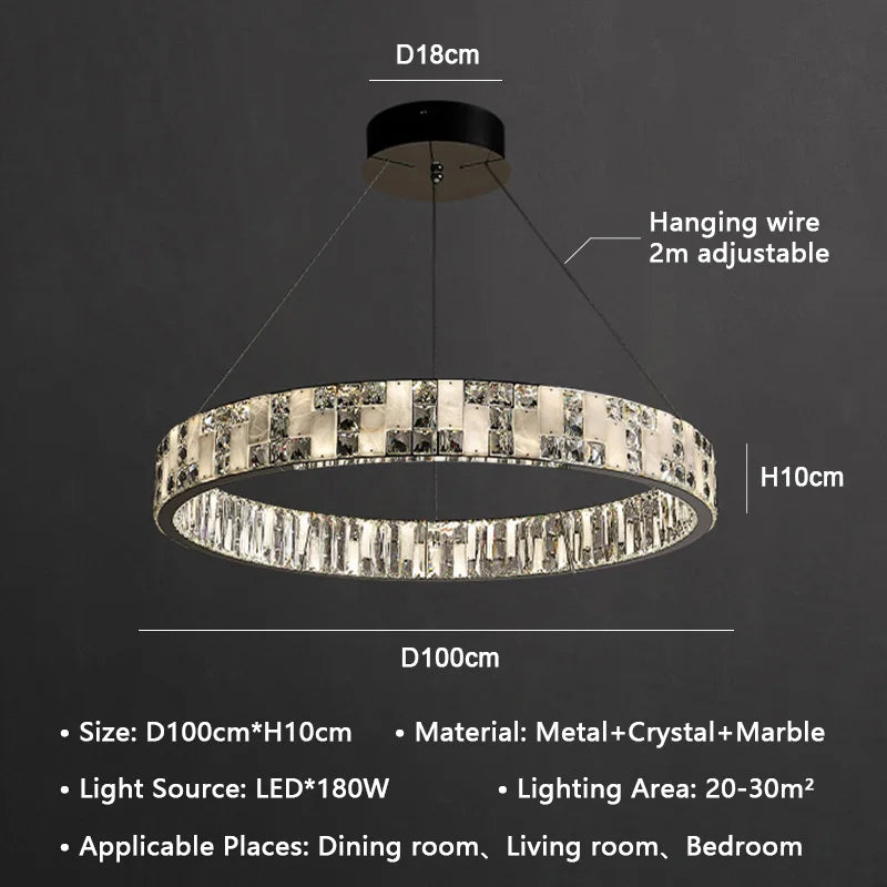 Crystal Lustre Circle Chandelier LED Lights - Modern Luxury Minimalism décor