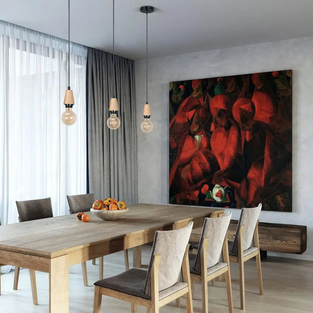 Nordic LED Pendant Light Iron Wooden Minimalist Ceiling Hanging Lamp