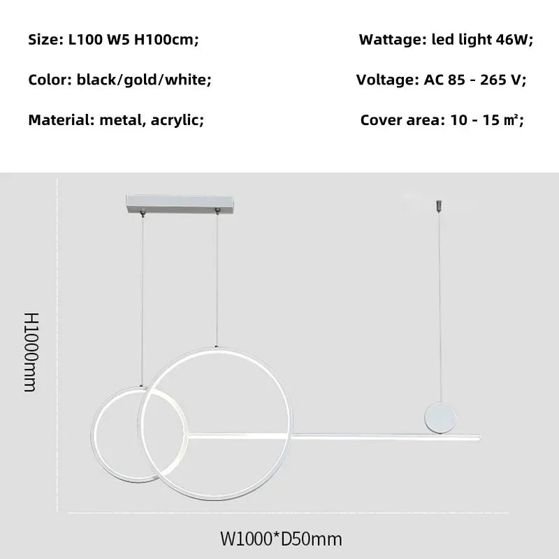 Metal Line Pendant Light Fixture for Modern Minimalist Dining Room and Kitchen