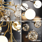 Glass Bubble Ball Crystal LED Ceiling Light - Black Gold Aesthetic Décor