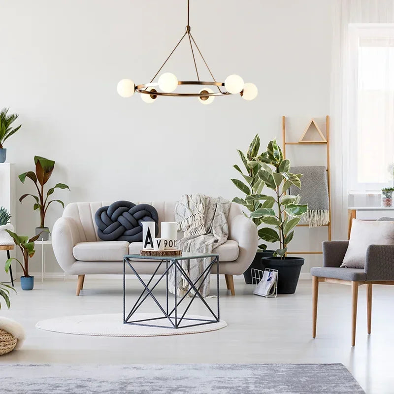 Glass Ball Chandelier LED Hanging Lamp Modern Nordic Style Pendant Light