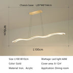 Modern Wave LED Chandelier for Dining Room and Bar Lighting