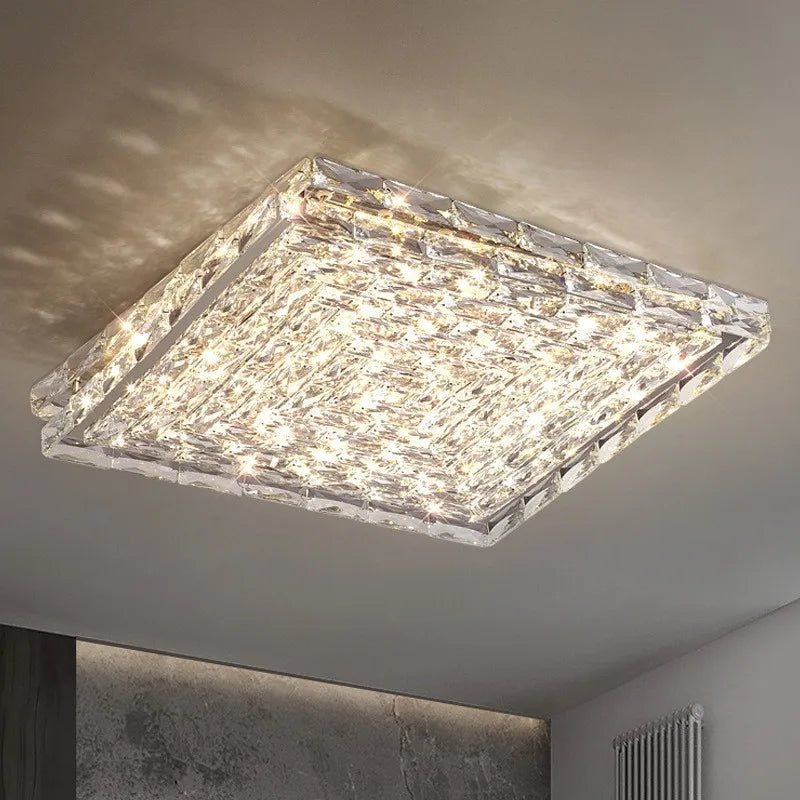 Crystal Ceiling Lamp: Modern Minimalist Indoor LED Lighting for Living Room, Dining & Bedroom